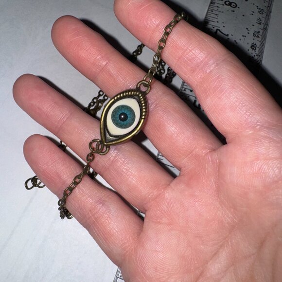 22 1/4" Brass All Seeing Eye Necklace - Picture 5 of 9